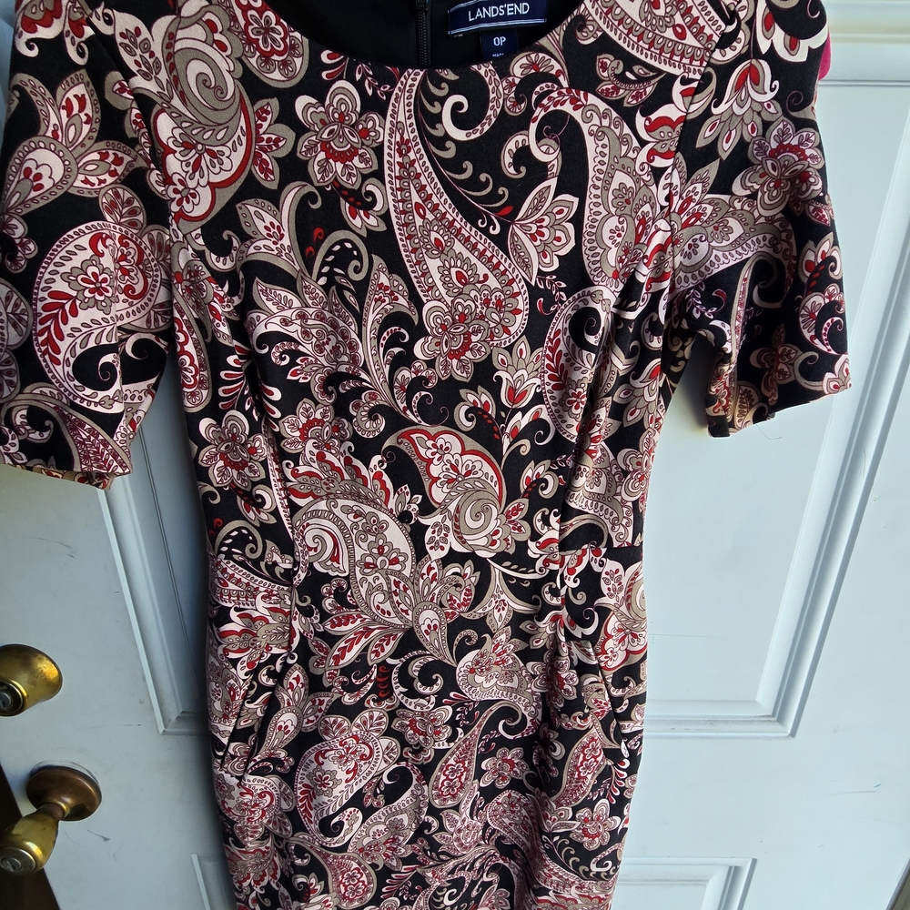 Lands' End Women's Red and Black Paisley Mini Dress